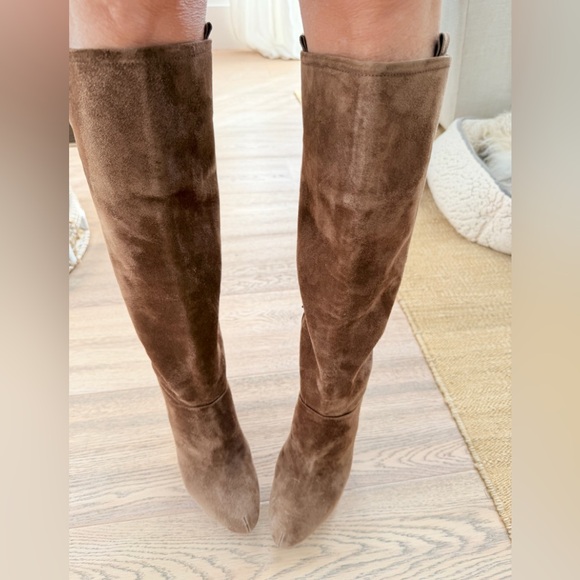 Free People NWT Cognac Suede & Gold Wedge platform Knee High Boot Sexy Chic LOVE - Picture 7 of 15